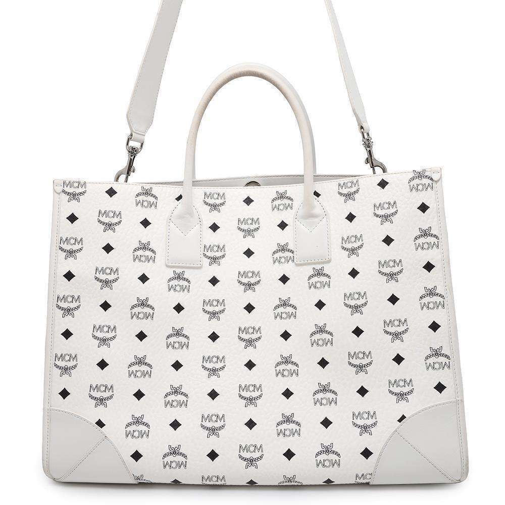 MCM Munchen Tote Bag White Shoulder Bag Handbag